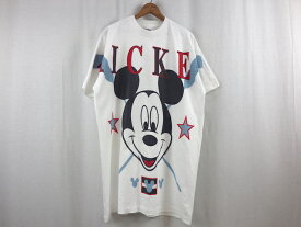 MICKEY UNLIMITED■ミッキーマウスプリントTシャツ ホワイト/ONE SIZE 90S アメリカ製 ディズニー