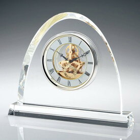 名入れ彫刻　名入れ時計グラスワークスナルミ　GLASS WORKS NARUMI(鳴海製陶)　オーバル スケルトンクロック卓上時計 置時計 デスククロック
