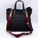 COACH（コーチ）シグネチャー デニム トートバッグ 2WAY ショルダーバッグ ネイビー系 キャンバス×レザー K2261-CG023