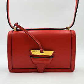 LOEWE（ロエベ）バルセロナ ショルダーバッグ レッド レザー ゴールドトーン金具 斜め掛け レディース スペイン製