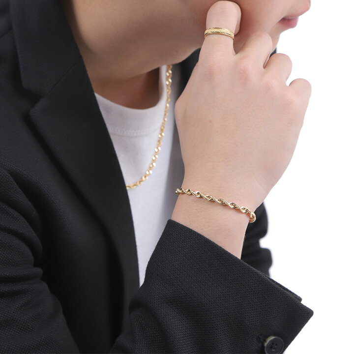 楽天市場】【プレミアムモデル】18金 ブレスレット 4mm 18k メンズ 