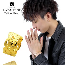 【ファッション誌掲載】VJ【ブイジェイ】 18金 ピアス メンズ フープ 18k イエローゴールド「Byzantine ビザンチン 中折れ ピアス」 ※1個販売（片耳）[k18 ピアス ブランド リング ハワイアン イタリア ジュエリー ネイティブ きへい YG 人気 定番 プレゼント]