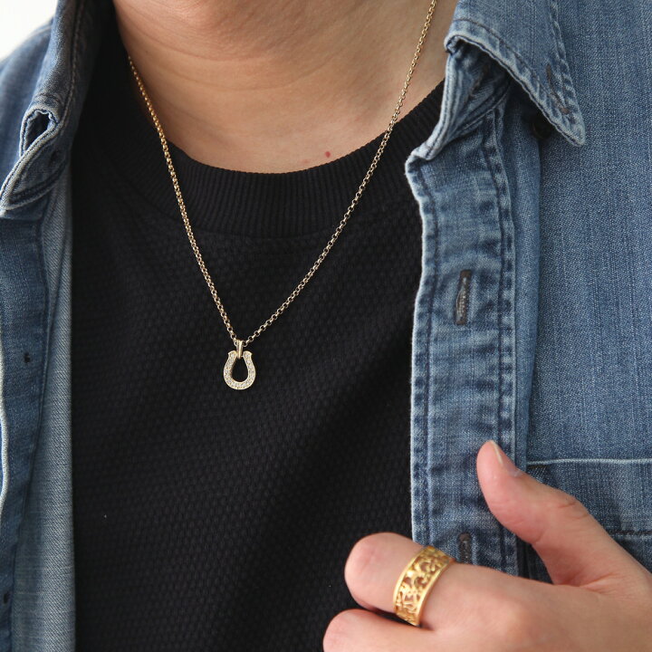 楽天市場 ファッション誌に掲載 18金 ネックレス 18k メンズ レディース イエローゴールド ダイヤモンド モナナ ホースシュー ペンダント 2mm ロールチェーンセット Bセット K18 シンプル プレーン 馬蹄 デザイン ホース シンプル ラギッド Valuable 楽天市場店