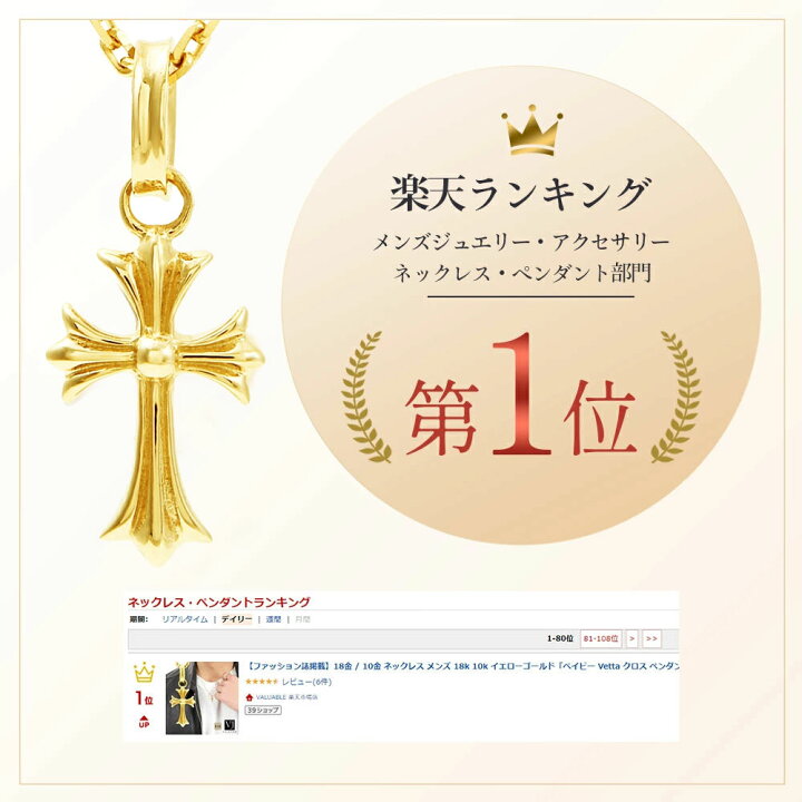 楽天市場】【 ファッション誌 掲載 】 18金 10金 ネックレス メンズ 