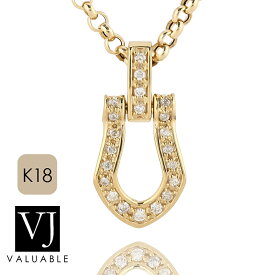 VJ【ブイジェイ】18金 ネックレス 18k メンズ レディース イエローゴールド　 フルダイヤモンド　ハイノーブル ホースシュー　ペンダント アズキチェーンセット【Bセット】※チェーン長さ45cm.50cmから選択【k18 ラギッド　アメリカン ジュエリー 馬蹄　 】