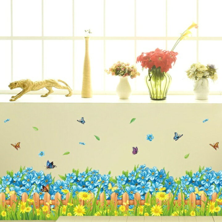 楽天市場 ウォールステッカー 植物 花 北欧 フラワー キッチン トイレ タンポポ ステッカー カフェ モダン 緑 グリーン フェンス 壁紙 葉っぱ 黄緑 シール インテリア 色合いがきれい 花壇 葉 蝶 ガラス 玄関 夏 植木鉢 かわいい 窓 階段 寝室 庭