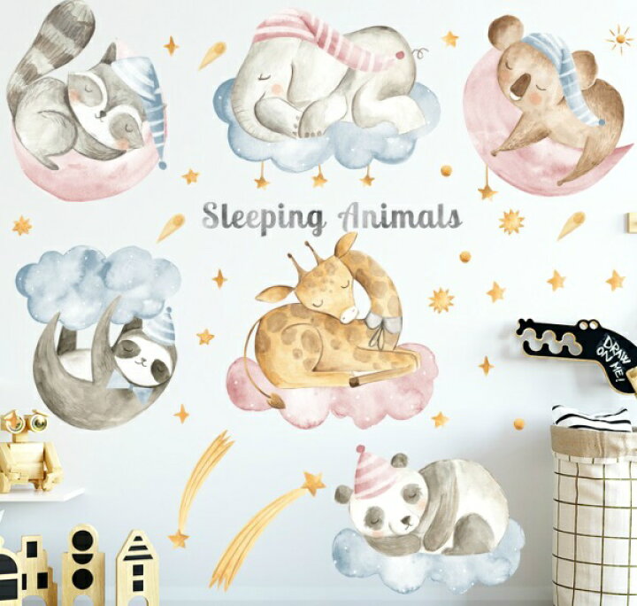 楽天市場 ウォールステッカー 動物 子供部屋 おしゃれ かわいい シール 壁紙 子ども 子供 トイレ 窓 ウオールステッカー 男の子 女の子 キリン ぞう パンダ 星 流れ星 雲 メルヘン 幼児 浴室 綺麗 幼稚園 保育園 玄関 病院 ピンク 簡単 癒される 寝室