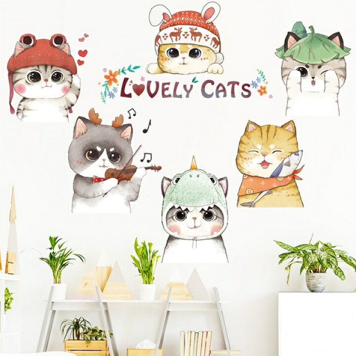 猫 ねこ ネコ ステッカー 50枚 アニマル インテリア 飾り アート 猫好き 通販