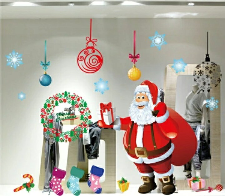 楽天市場 ウォールステッカー クリスマス サンタ クリスマスツリー サンタクロース 北欧 ウィンドウ 壁 飾り トナカイ 大 ガラス 星 雪 冬 ウォールシール 特大 壁紙 雪だるま 雪ダルマ Christmas ステッカー 木 雪の結晶 赤 緑 鹿 壁シール オーナメント 煙突 窓 かわいい