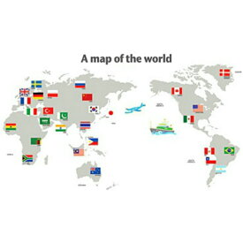 楽天市場 ウォールステッカー 世界地図 国旗の通販