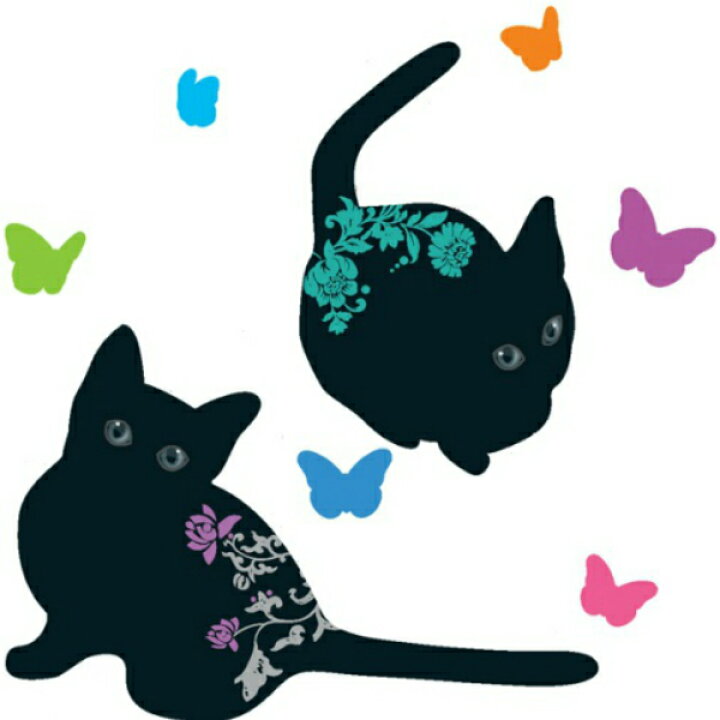 楽天市場 ウォールステッカー 動物 猫 黒猫 ねこ おしゃれ 花 蝶 ネコ キャット アニマル キュート ランプ ブラインド インテリア シール 花柄 かわいい 風景 壁紙 木 シール ツリー 茶色 カラフル 文字 リボン 色がきれい Cat 棚 足跡 小さい