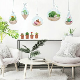 ウォールステッカー 花 サボテン 北欧風 WALLSTICKER ステッカー キッチン 植物 動物 木 イレ おしゃれ 植木鉢 鉢植え うさぎ りす 雲 英字 鏡 かわいい 風景 仙人掌 緑 diy 雨 雫 簡単 ガラス 緑 グリーン ピンク 黄色 カラフル 壁飾り つるす 店 かわいい リビング 玄関