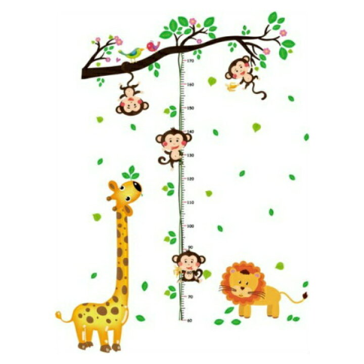 楽天市場 ウォールステッカー 身長計 子供部屋 きりん 身長 動物 木 Wallsticker ツリー ステッカー キリン かわいい 動物園 猿 ライオン 壁紙 植物 キッズルーム プレイルーム 幼稚園 保育園 託児所 保育所 知育 成長記録 動物園 公園 葉 幼児 緑 グリーン 茶色