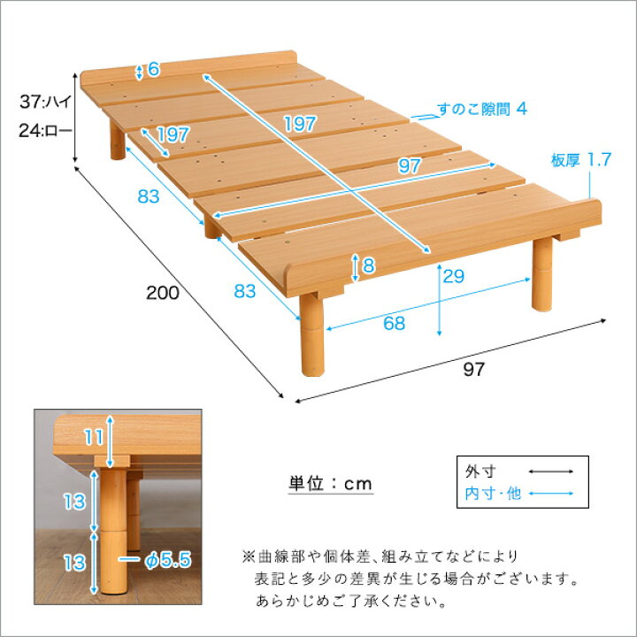 楽天市場】【直送品】メラミンすのこベッド シングルサイズ [Lauta 