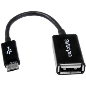 スターテック　USBケーブル／A　−　Micro−B／12cm／OTG変換／メス・オス／ブラック 1袋