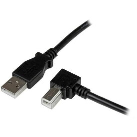 スターテック　USB　2．0ケーブル／2m／Type−A　−　L型右向Type−B／480Mbps／オス−オス／ブラック／タイプB 1袋