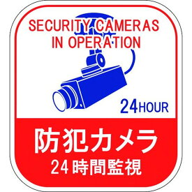 緑十字 ステッカー標識 防犯カメラ・24時間監視 貼127 100×90mm 5枚組 エンビ 1組 (047127)