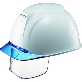 タニザワ エアライト搭載ヘルメット（透明バイザータイプ・溝付・通気孔付・ワイドシールド付） 透明バイザー：ブルー／帽体色：白 1個 (1830VJ-SE-V5-W1-J)
