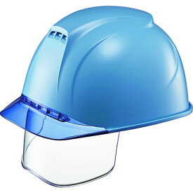 タニザワ エアライト搭載ヘルメット（透明バイザータイプ・溝付・通気孔付・ワイドシールド付） 透明バイザー：ブルー／帽体色：青 1個 (1830VJ-SE-V5-B4-J)
