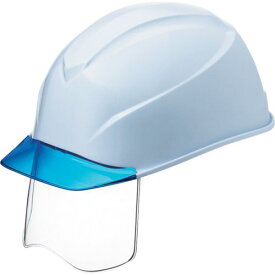タニザワ エアライトS搭載ヘルメット（透明バイザータイプ・溝付・シールド付） 透明バイザー：ブルー／帽体色：白 1個
