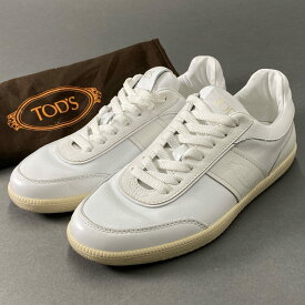 【美品】 定価84,700円 TOD'S トッズ サイドロゴ入り レザースニーカー ローカットスニーカー 37 1/2 ホワイト レディース 靴 【中古】