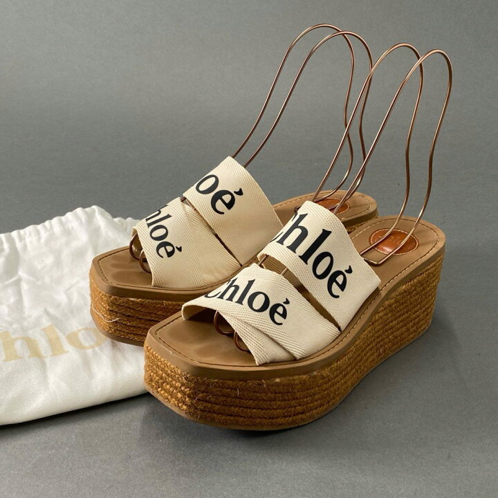 楽天市場】《美品》 Chloe クロエ Woody ウェッジエスパドリーユ 