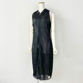 CHANEL シャネル 03P ジップアップメッシュワンピース 38 ブラック イタリア製 ノースリーブ ドレス 【中古】