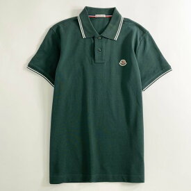 タグ付 MONCLER モンクレール ロゴワッペンポロシャツ サイズS グリーン MAGLIA POLO MANICA マリアポロマニカ メンズ 半袖 春夏 【中古】】