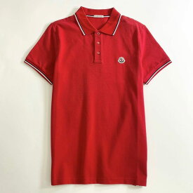 タグ付 MONCLER モンクレール ロゴワッペンポロシャツ サイズS レッド MAGLIA POLO MANICA C マリアポロマニカ 半袖 【中古】