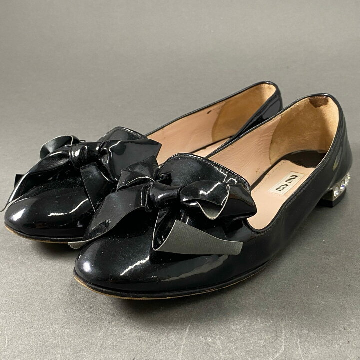 楽天市場】miu miu ミュウミュウ ビジューヒール リボンパンプス 37 