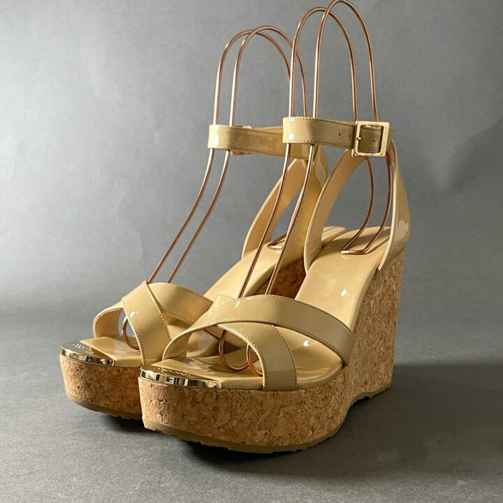 ジミーチュウ(Jimmy Choo) エナメル オープントゥ ウェッジソール 