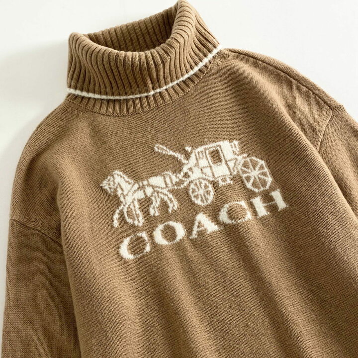 COACH コーチ 馬車 ロゴ タートルネック カシミヤ ウール ニット 