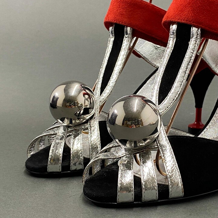 楽天市場】PRADA プラダ METAL BALL SUEDE SANDAL ヒールサンダル 39 