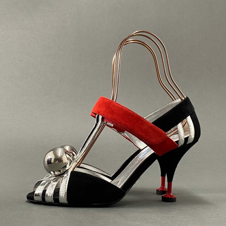 楽天市場】PRADA プラダ METAL BALL SUEDE SANDAL ヒールサンダル 39 