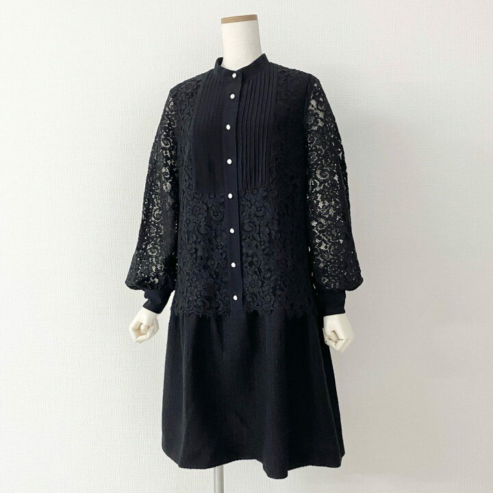 楽天市場】《美品》 Rene ルネ 長袖ワンピース 膝丈ワンピース レース 