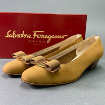 楽天市場】レザー キャメル（ブランドフェラガモ）（パンプス  