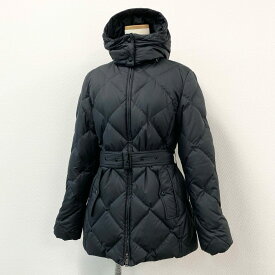 《美品》 BURBERRY LONDON バーバリー ロンドン フード付き ノバチェック ダウンコート S ブラック ダウンジャケット ベルト付き レディースt18r【中古】