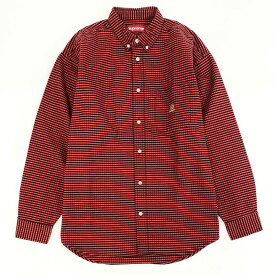 《美品》 SUPREME シュプリーム 24SS Loose Fit Flannel Oxford shirt ルーズフィット フランネルシャツ 長袖 Mサイズ レッド コットン メンズo07t【中古】