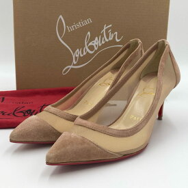 【美品】Christian Louboutin クリスチャンルブタン GALATIVI 70 パンプス サイズ37 1/2 ピンクベージュ レディース 箱付きk02i【中古】