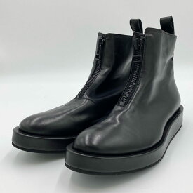 【極美品】Y's ワイズ　ヨウジヤマモト YP-E02-710 OIL SMOOTH LEATHER ZIPPER BOOTS ジップアップ ブーツ サイズ4 ブラック レザー レディースk02i【中古】