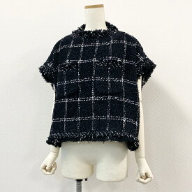 《極美品》sacai サカイ 24SS ツイードプルオーバー オーバーサイズ 24-07144 サイズ1 ブラック ホワイト レディースk02i【中古】