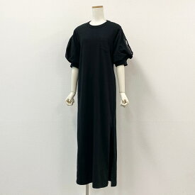 《美品》sacai サカイ ナイロンツイル ジャージワンピース ロングワンピース 半袖 パフスリーブ サイズ1 ブラック レディースk02i【中古】