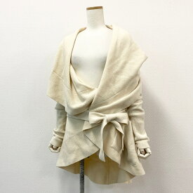 ALEXANDER McQUEEN アレキサンダーマックイーン ニットカーディガン 変形 カシミヤ ウエストリボン XS アイボリー レディース イタリア製k02i【中古】