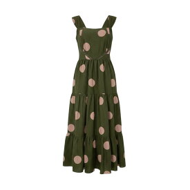 Her Lip To ハーリップトゥ ノースリーブ ティアードワンピース ドレス ドット柄 1213305005 M オリーブ レディースo07t【中古】