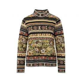 LEONARD FASHION レオナール ロングスリーブ カットソー モックネック 総柄プリント 花柄 レディース 女性用 L マルチカラー ウールシルクu02t中古