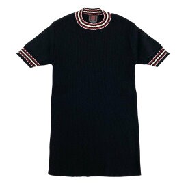【美品】JEANPAUL GAULTIER CLASSIQUE ジャンポールゴルチエ クラシック 半袖リブニット カットソー チビT ニットセーター 日本製 48サイズ ブラック ナイロン100％ レディース中古スk02i