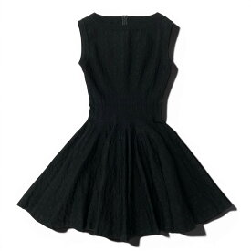 ALAIA アライア ジャガードワンピース ノースリーブドレスワンピース フレア サイズ38 ブラック レディース 女性服u02t 【中古】