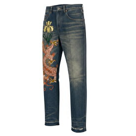 GUCCI グッチ ドラゴン フラワー刺繍 ヴィンテージ加工 デニムパンツ Dragon Flour Embroidered Jeans サイズ30 インディゴt18r 中古
