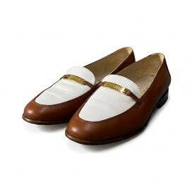 CHANEL シャネル バイカラー ゴールドプレート レザーローファー サイズ37C レディース シューズk02i 【中古】