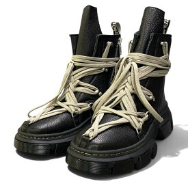 《未使用》 Rick Owens Dr.Martens リックオウエンス ドクターマーチン 1460 DMXL MEGA LACE BOOT 31752001 UK9 ブラック レザー メンズu02t【中古】